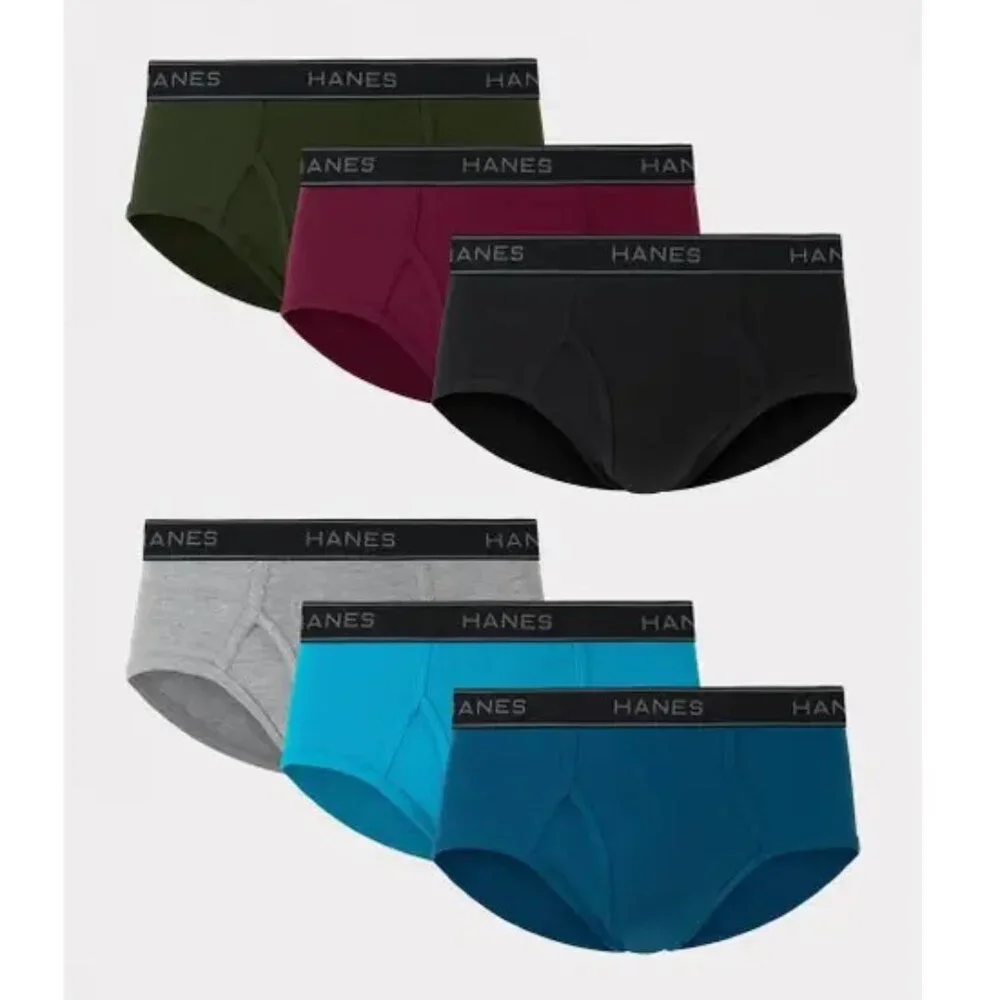 Hanes Comfort Flex Briefs Underwear Mid-Rise 6-Pack Multi-color Men's Size Large